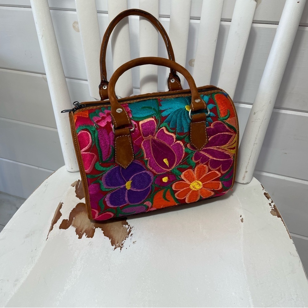 Colorful Floral Embroidered Hand Bag‎ Purse OS